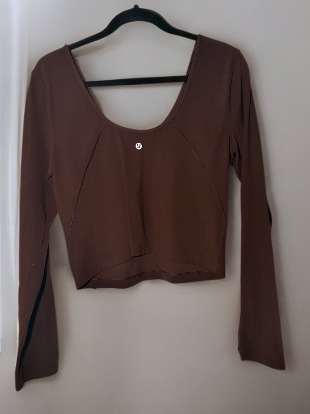 lululemon athletica Brown Long-Sleeve Scoop-Neck Crop Top